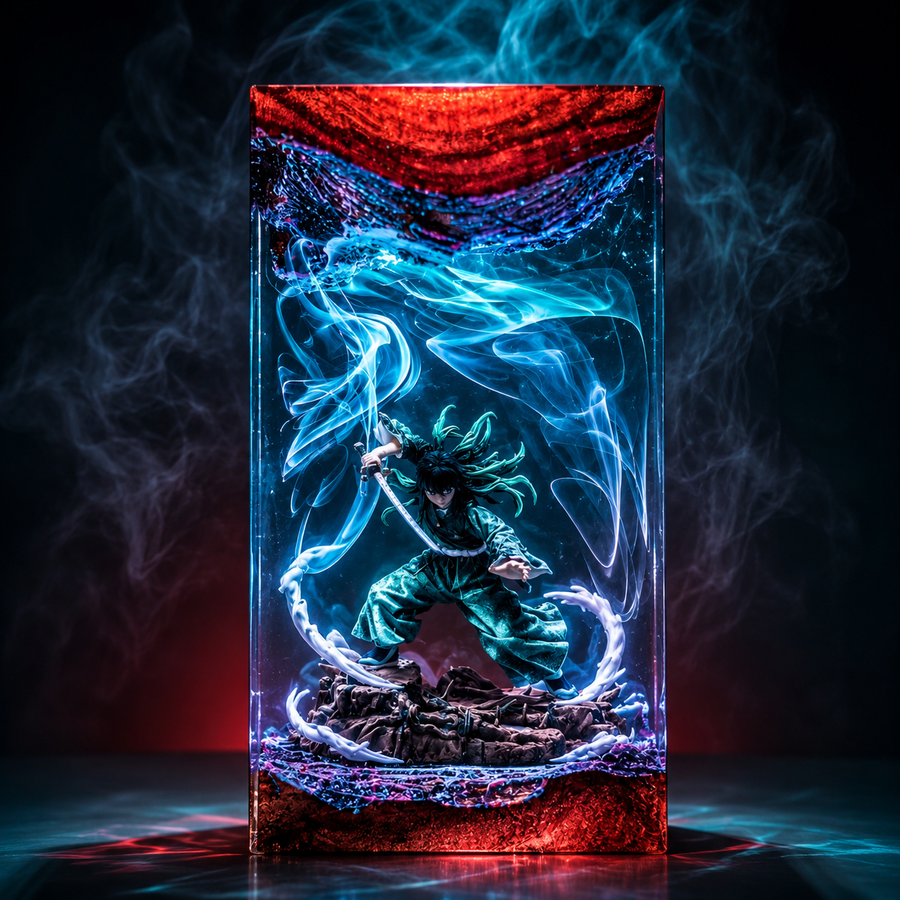 Muichiro Tokito Resin Lamp – Demon Slayer Mist Hashira Dragon Epoxy LED Anime Night Light