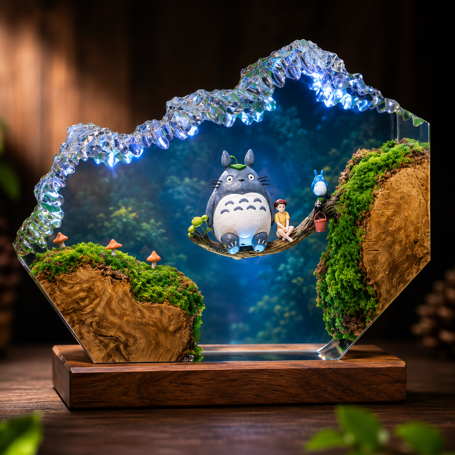 Totoro Resin Lamp – My Neighbor Totoro Forest Spirit Epoxy LED Anime Night Light & Collectible Diorama