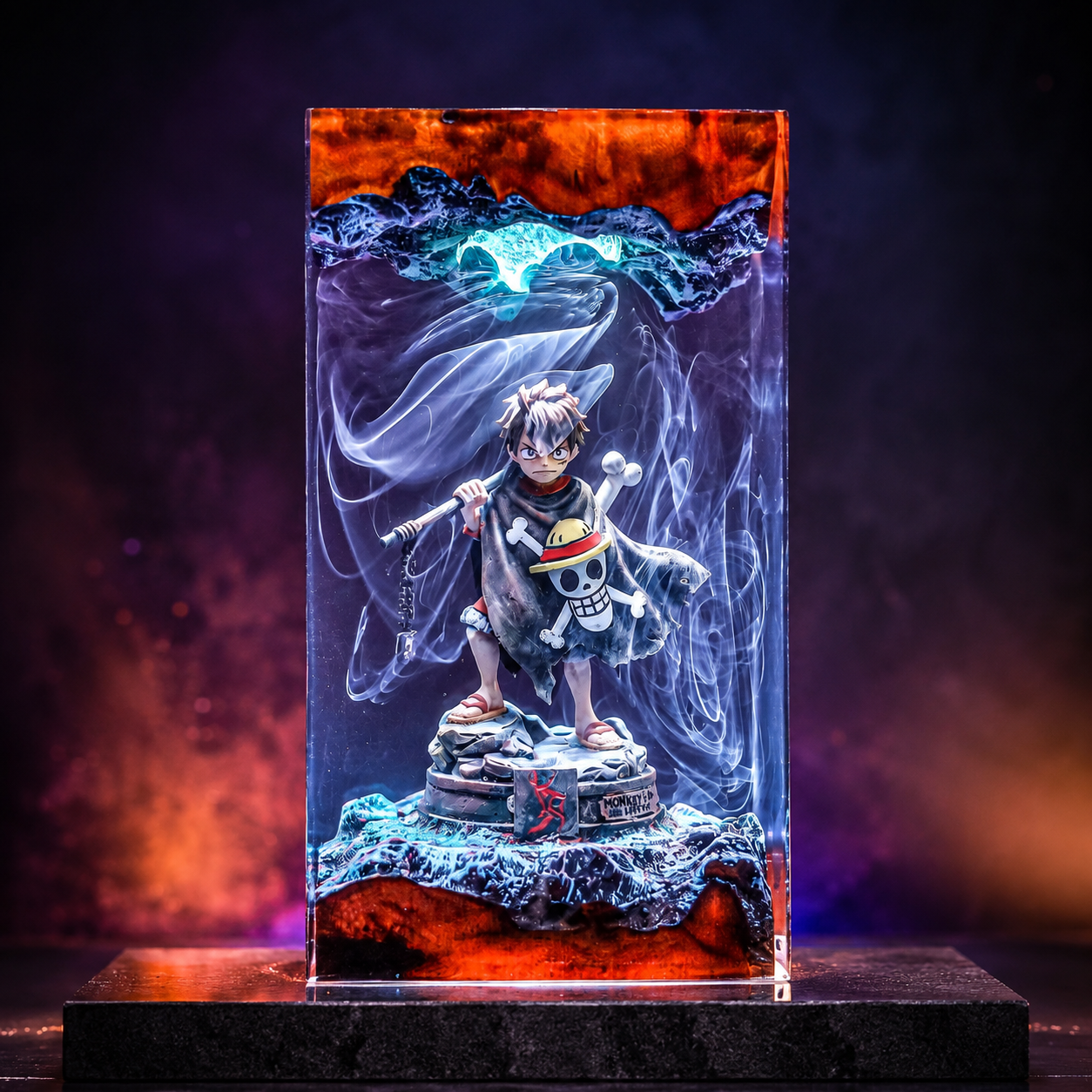 Monkey D. Luffy Resin Lamp – One Piece Straw Hat Pirate Epoxy LED Anime Night Light & Collectible Diorama