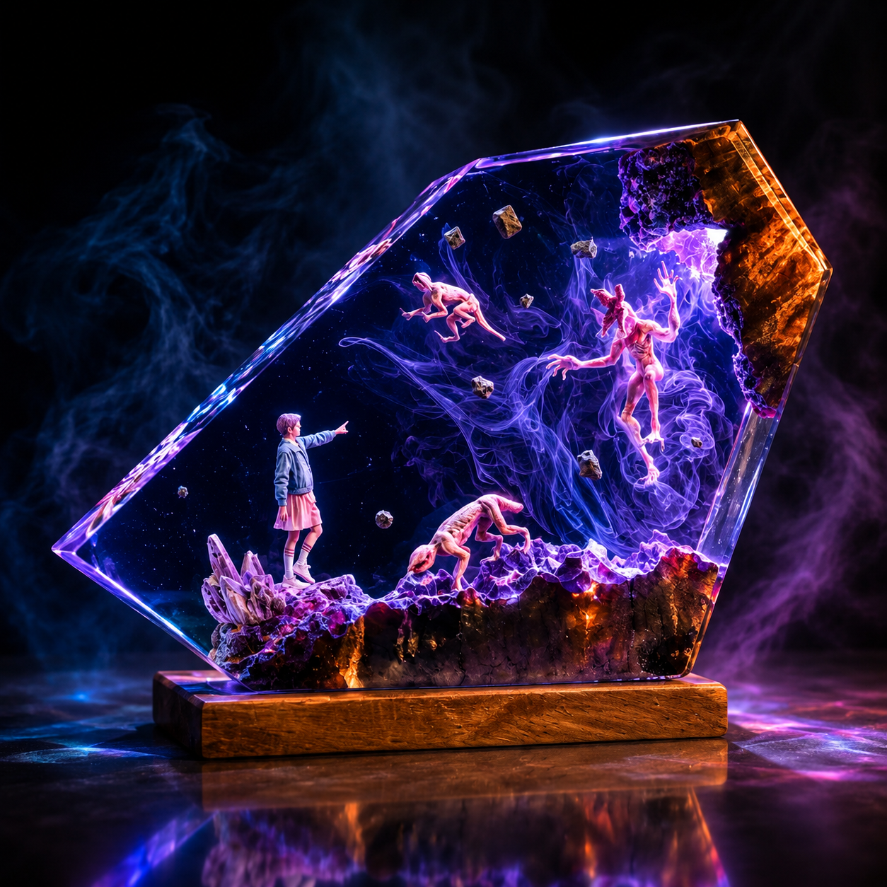 Eleven vs Demogorgon Resin Lamp – Stranger Things Upside Down Epoxy LED Night Light & Collectible Diorama