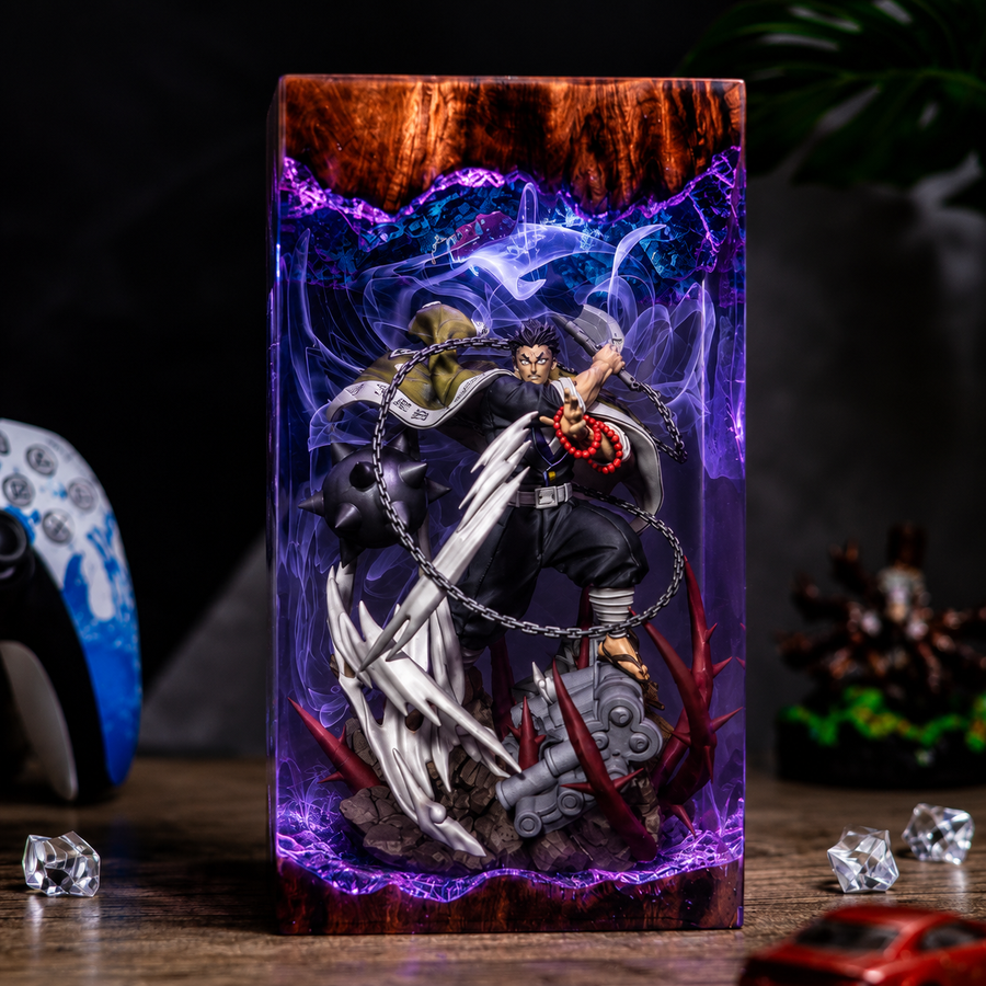 Gyomei Himejima Resin Lamp – Demon Slayer Stone Hashira Epoxy LED Anime Night Light & Collectible Diorama