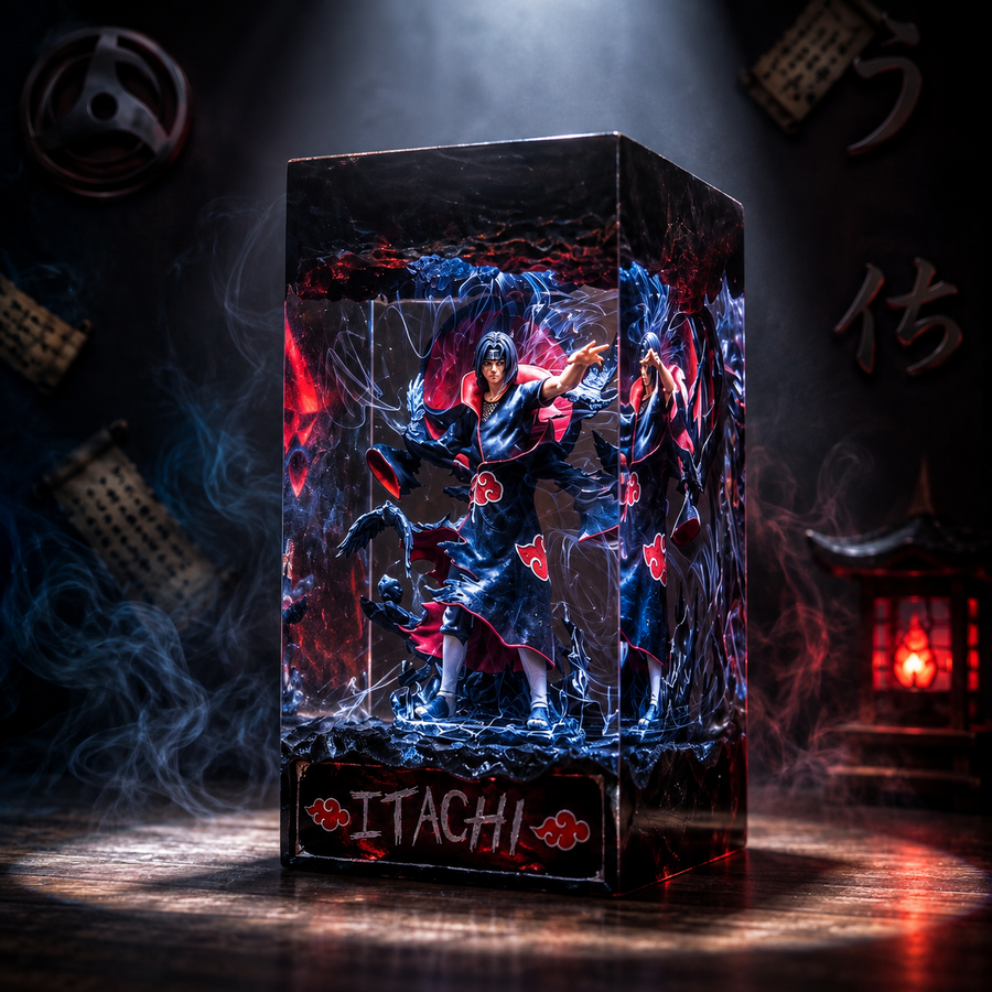 Itachi Uchiha Resin Lamp – Naruto Akatsuki Crow Genjutsu Epoxy LED Anime Night Light