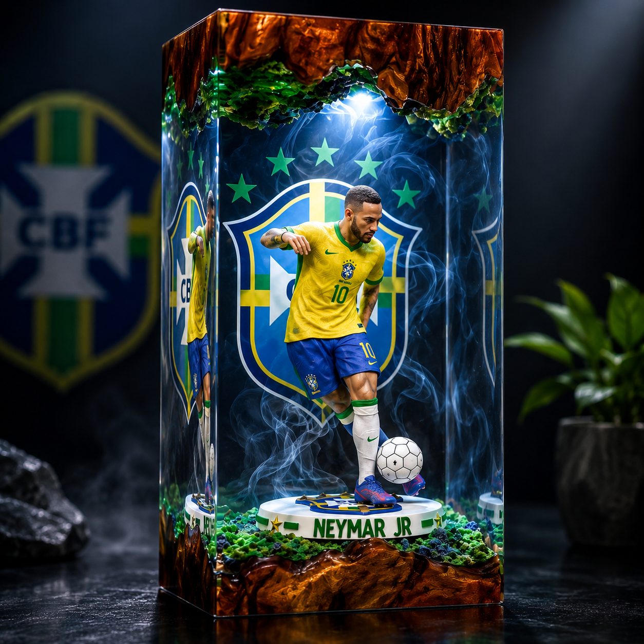 Neymar Jr Brazil Resin Lamp – Brazilian Football Epoxy LED Night Light & Soccer Collectible