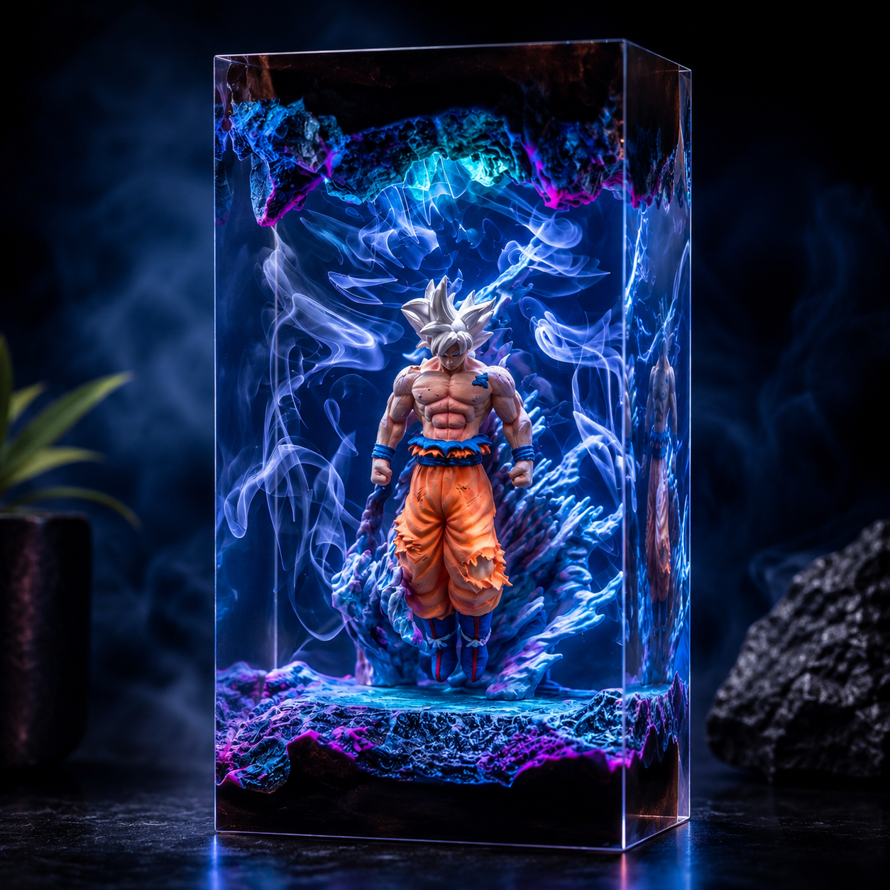 Goku Ultra Instinct Resin Lamp – Dragon Ball Epoxy LED Anime Night Light