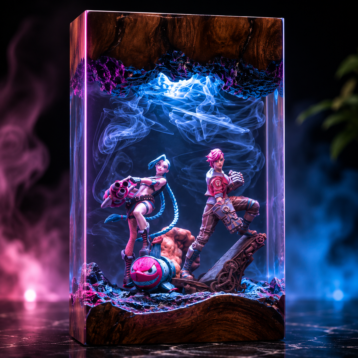 Jinx & Vi Resin Lamp – Arcane League of Legends Epoxy LED Gaming Night Light & Collectible Diorama