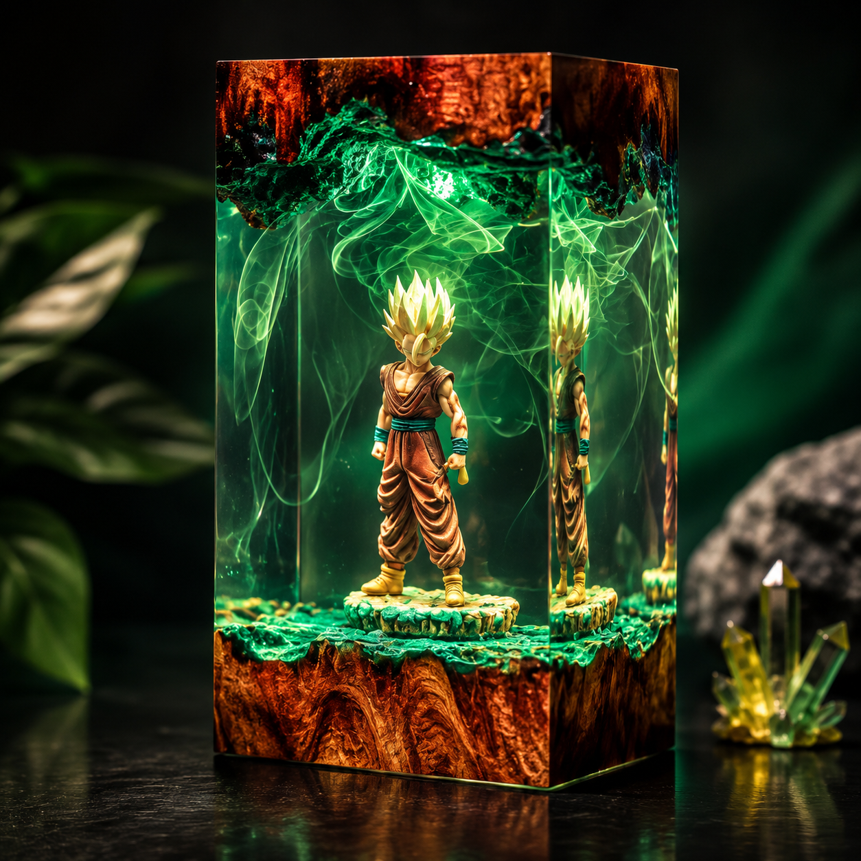 Super Saiyan Goku Resin Lamp – Dragon Ball Epoxy LED Anime Night Light & Collectible Diorama