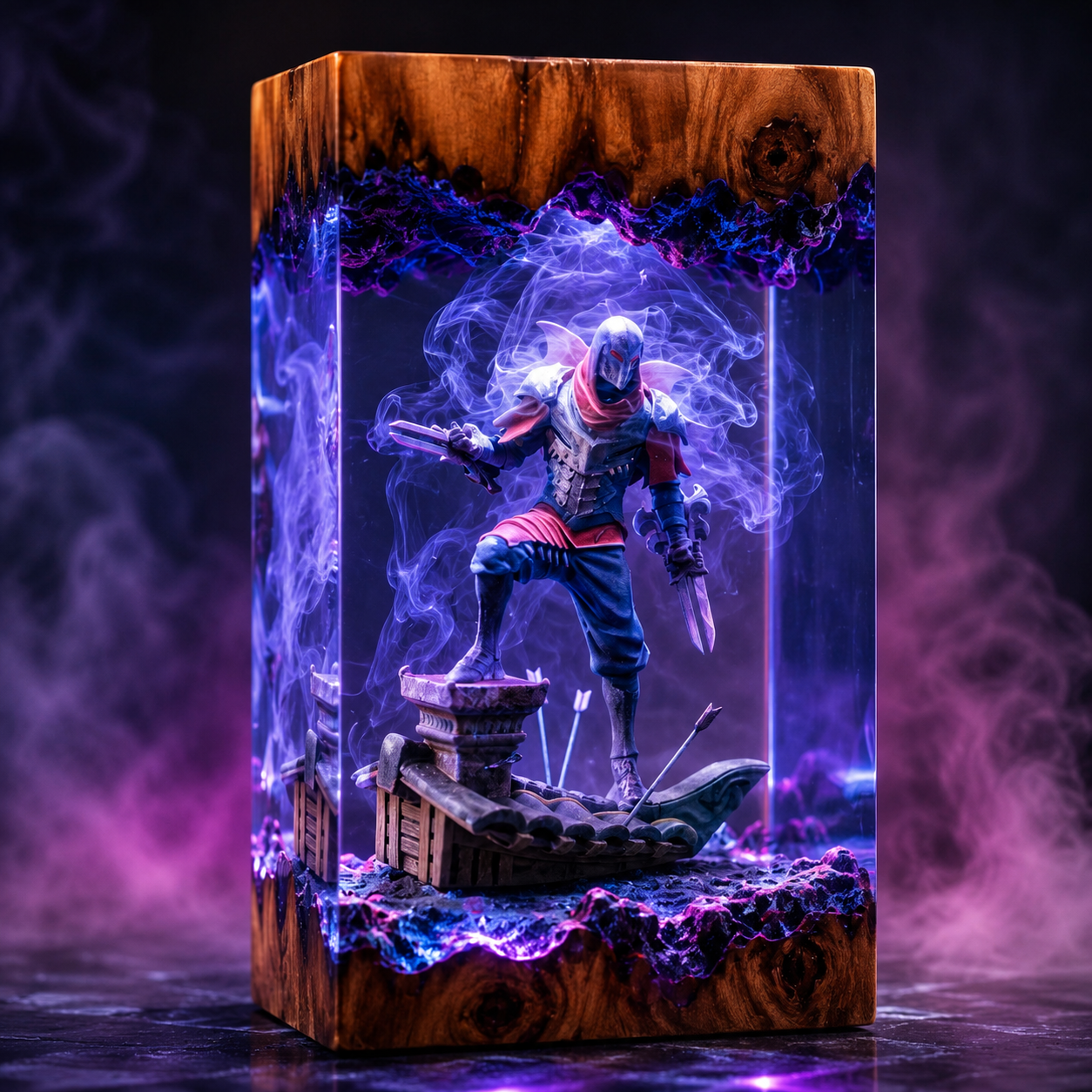 Zed Resin Lamp – League of Legends Shadow Assassin Epoxy LED Gaming Night Light & Collectible Diorama