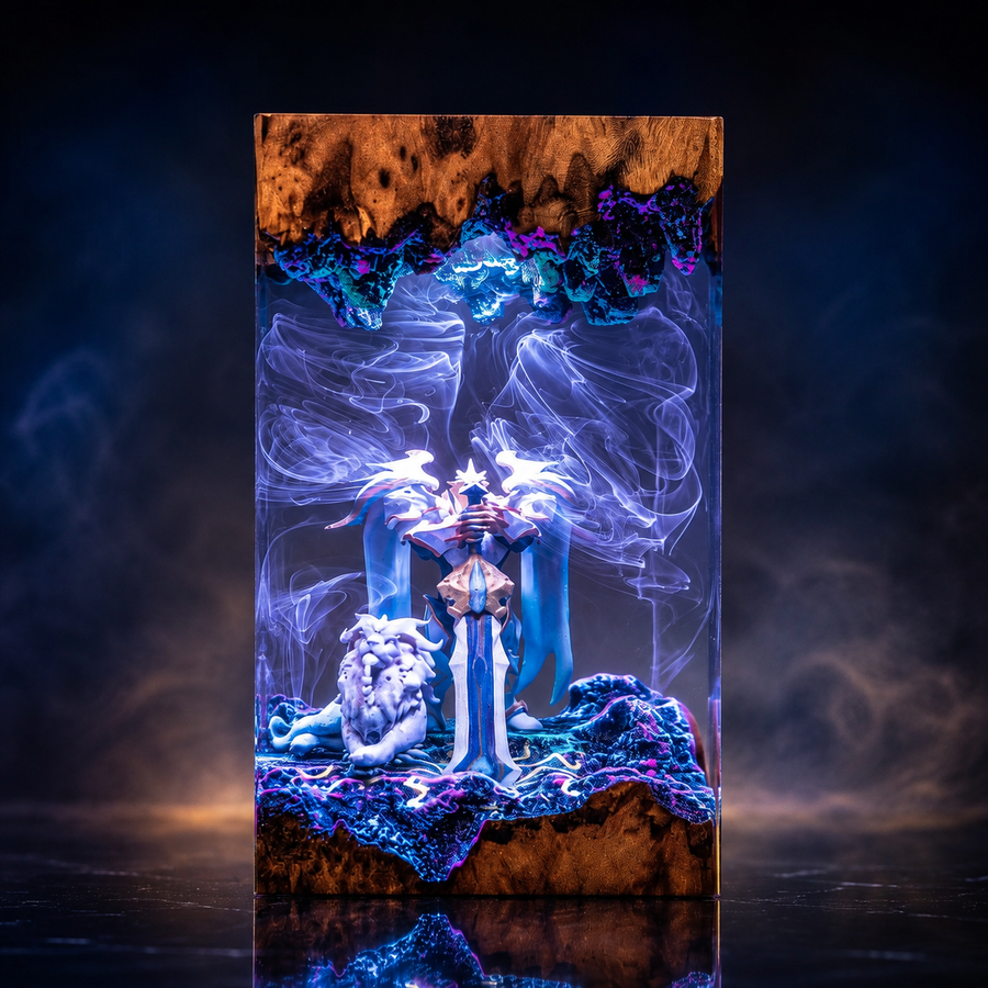 God-King Garen Resin Lamp – League of Legends Lion Guardian Epoxy LED Gaming Night Light