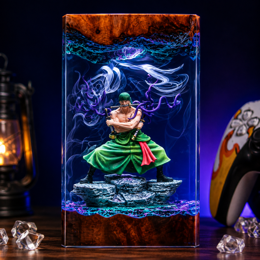 Roronoa Zoro Enma Resin Lamp – One Piece Three Sword Style Haki Epoxy LED Anime Night Light