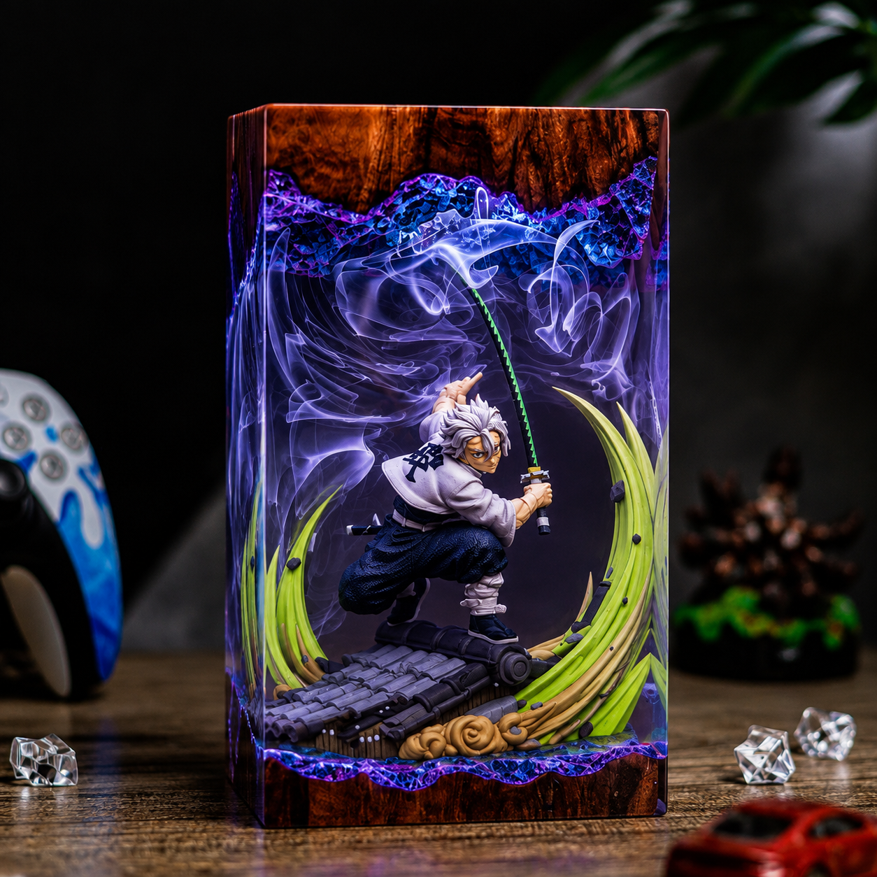 Sanemi Shinazugawa Resin Lamp – Demon Slayer Wind Hashira Epoxy LED Anime Night Light