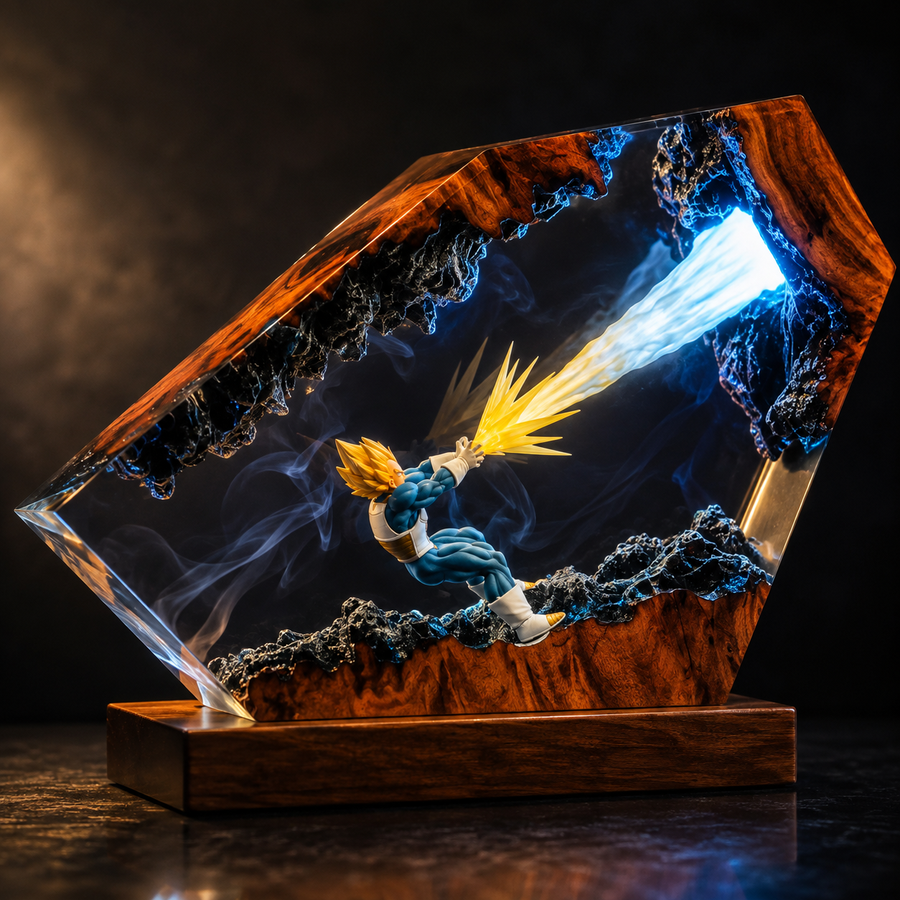 Super Saiyan Vegeta Final Flash Resin Lamp – Dragon Ball Z Epoxy LED Anime Night Light