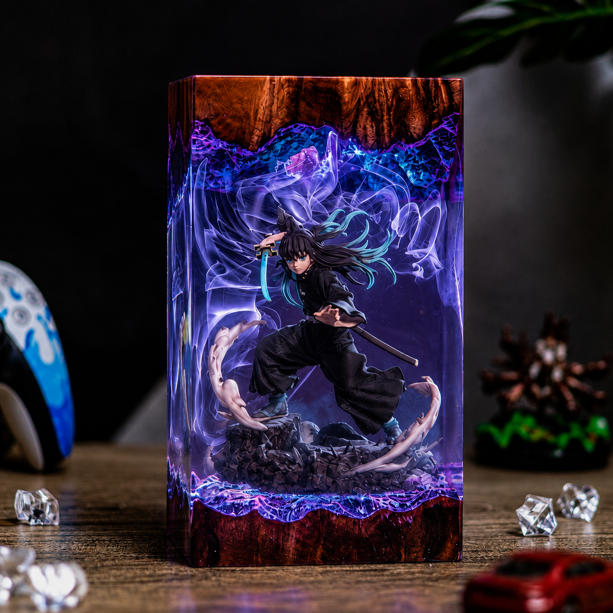 Mist Hashira Resin Lamp – Demon Slayer Epoxy LED Anime Night Light & Collectible Diorama