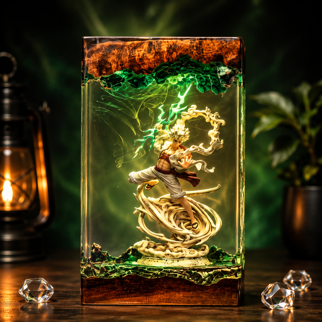 Monkey D. Luffy Gear 5 Resin Lamp – One Piece Nika Epoxy LED Anime Night Light & Collectible Diorama