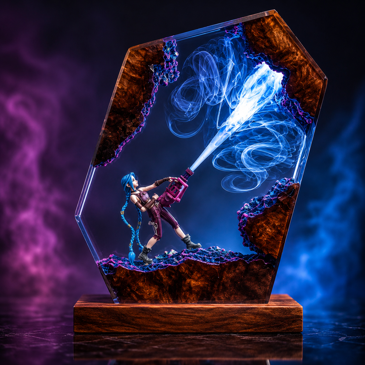 Jinx Resin Lamp – League of Legends Arcane Rocket Launcher Epoxy LED Gaming Night Light
