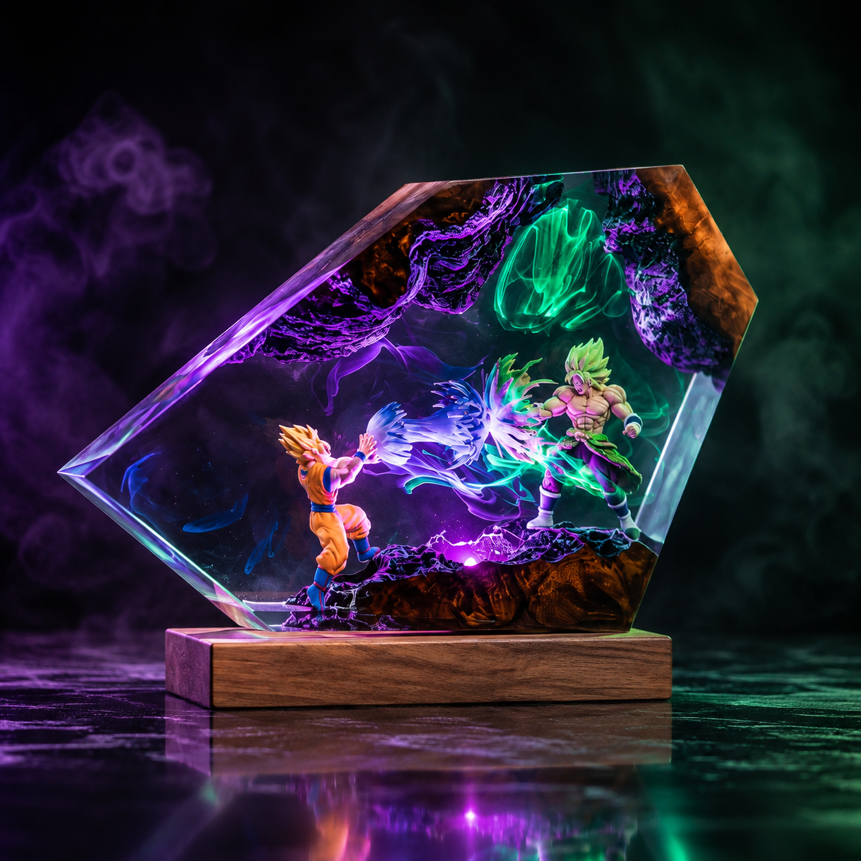 Goku vs Broly Resin Lamp – Dragon Ball Super Epoxy LED Anime Battle Diorama Night Light