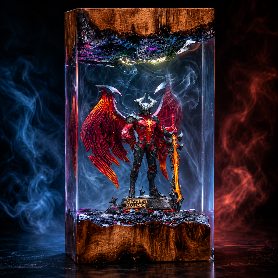 Aatrox Resin Lamp – League of Legends Darkin Blade Epoxy LED Gaming Night Light & Collectible Diorama