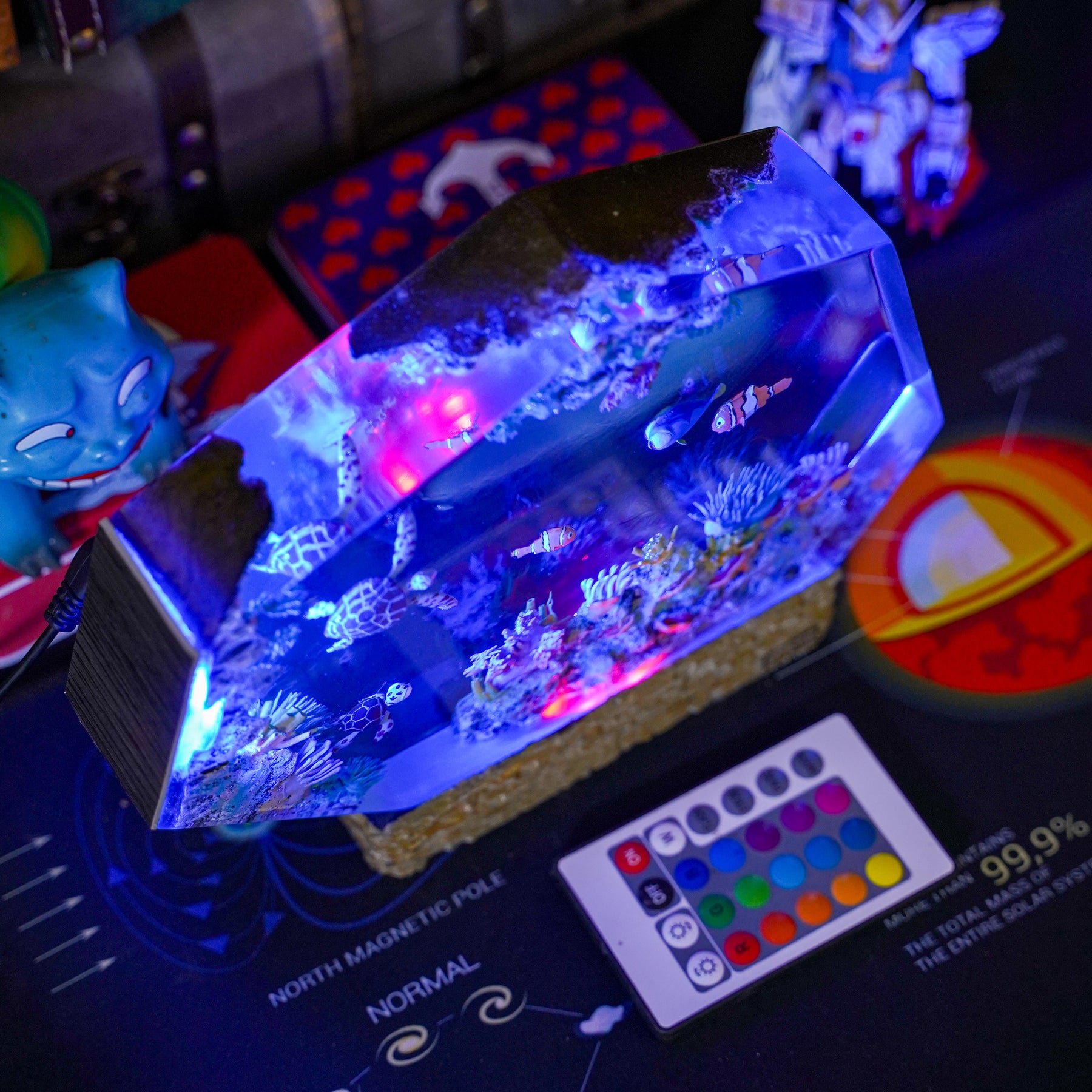 Finding Nemo Epoxy Resin Lamp – Nemo Clownfish & Sea Turtle Coral Reef Diorama Light