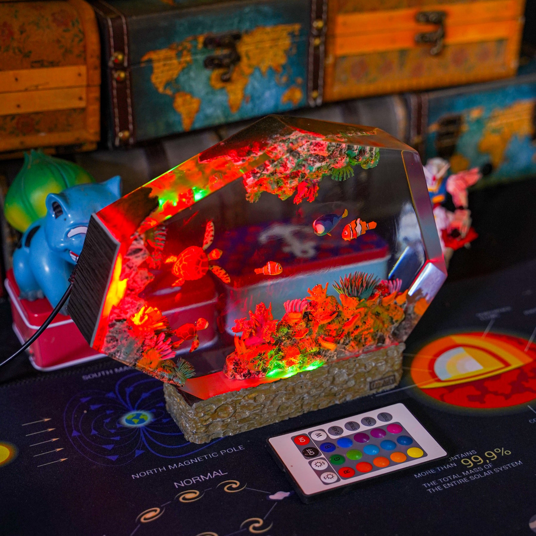 Finding Nemo Epoxy Resin Lamp – Nemo Clownfish & Sea Turtle Coral Reef Diorama Light