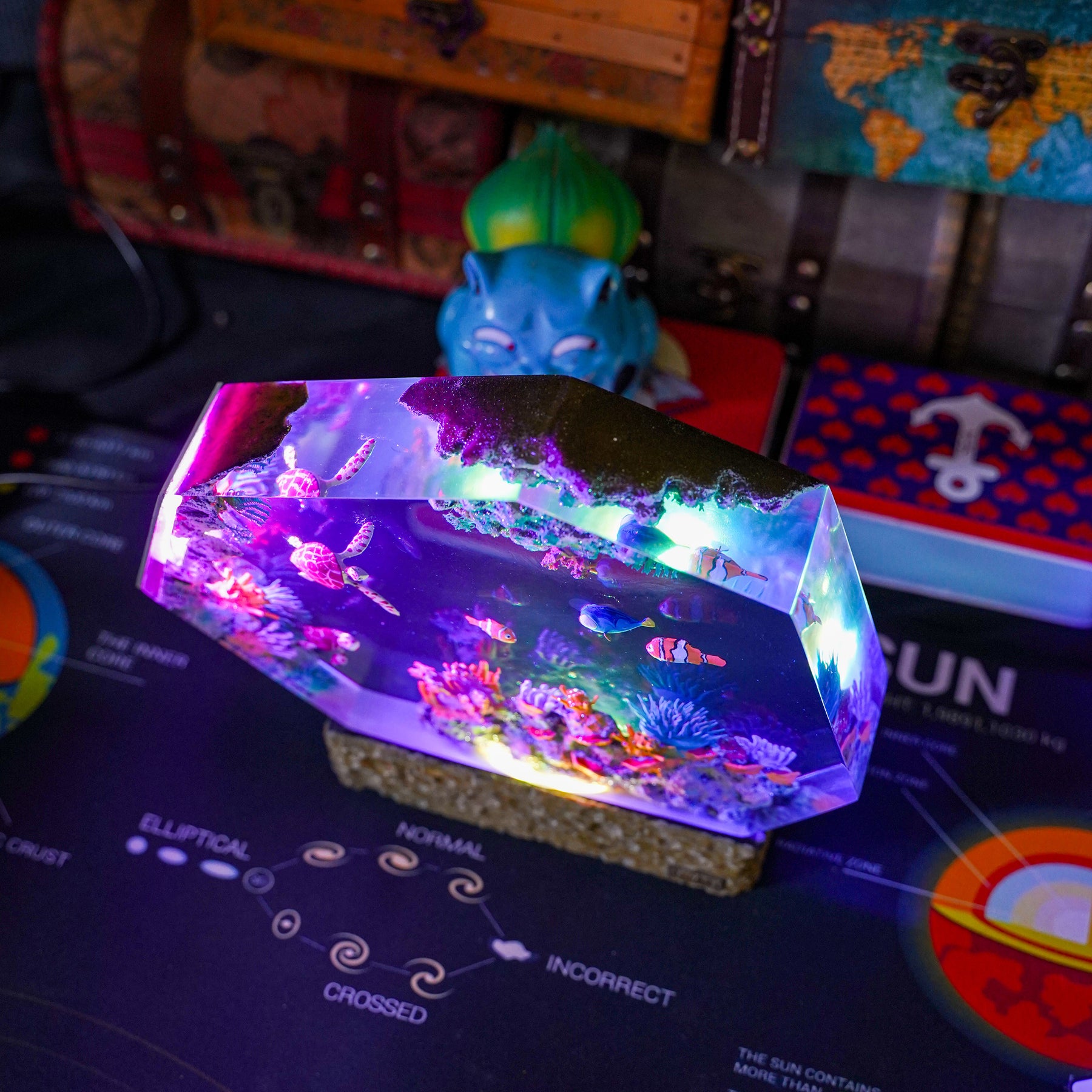 Finding Nemo Epoxy Resin Lamp – Nemo Clownfish & Sea Turtle Coral Reef Diorama Light
