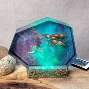 Astronaut Space Epoxy Resin Lamp – Galaxy Spaceship RGB LED Diorama Night Light