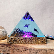 Orca & Manta Ray Ocean Epoxy Resin Lamp – Triangle Underwater LED Night Light