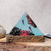 Ocean Shark Epoxy Resin Lamp – Hammerhead Shark Triangle LED Night Light & Marine Diorama