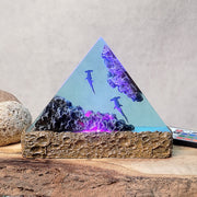Ocean Shark Epoxy Resin Lamp – Hammerhead Shark Triangle LED Night Light & Marine Diorama