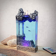 Norse Viking Ship Epoxy Resin Lamp – Underwater Ancient Ruins Ocean Diorama