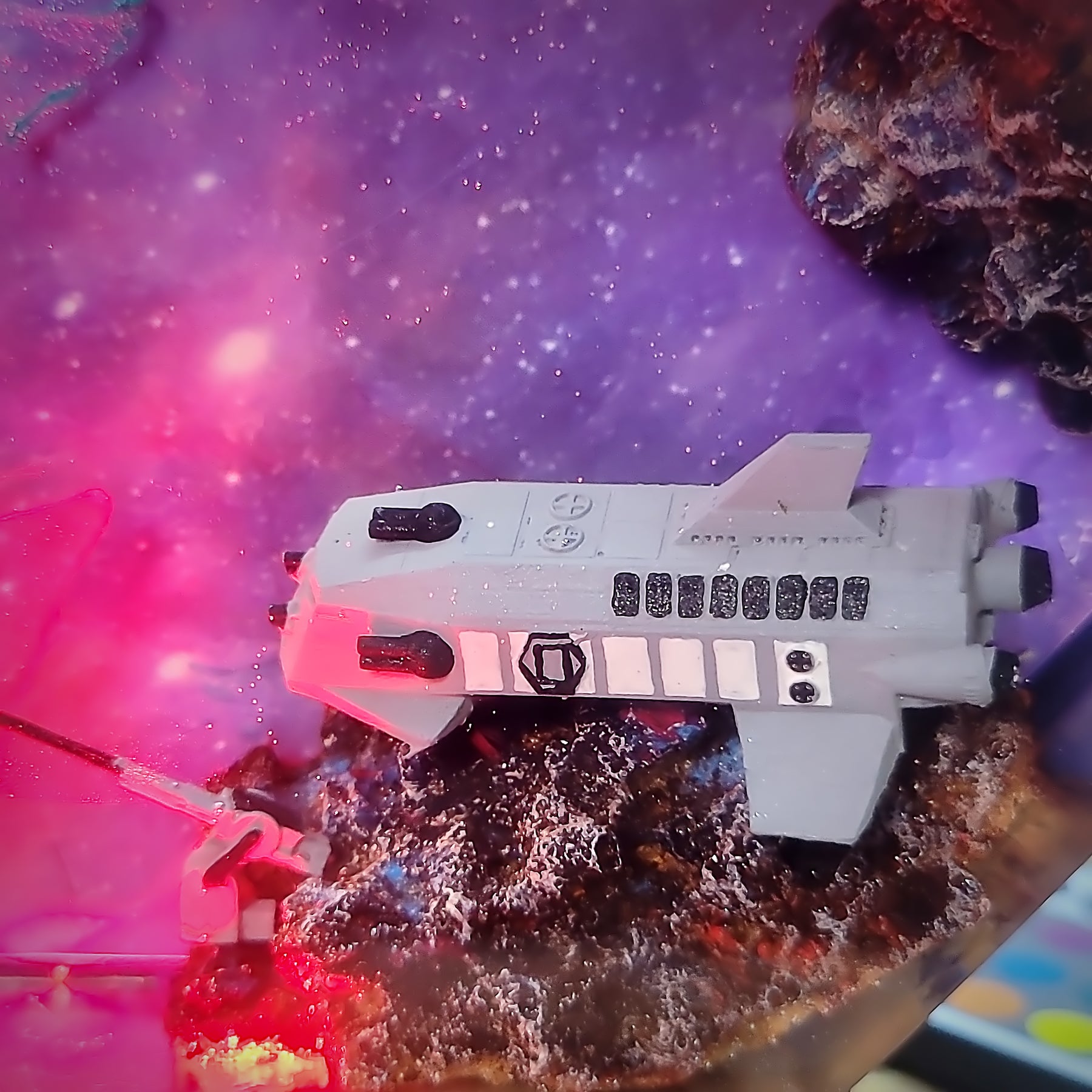 Galaxy Spaceship Resin Lamp – Space Shuttle & Satellite Cosmic Diorama Light