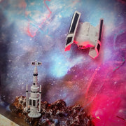 Galaxy Spaceship Resin Lamp – Space Shuttle & Satellite Cosmic Diorama Light