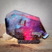 Galaxy Spaceship Resin Lamp – Space Shuttle & Satellite Cosmic Diorama Light