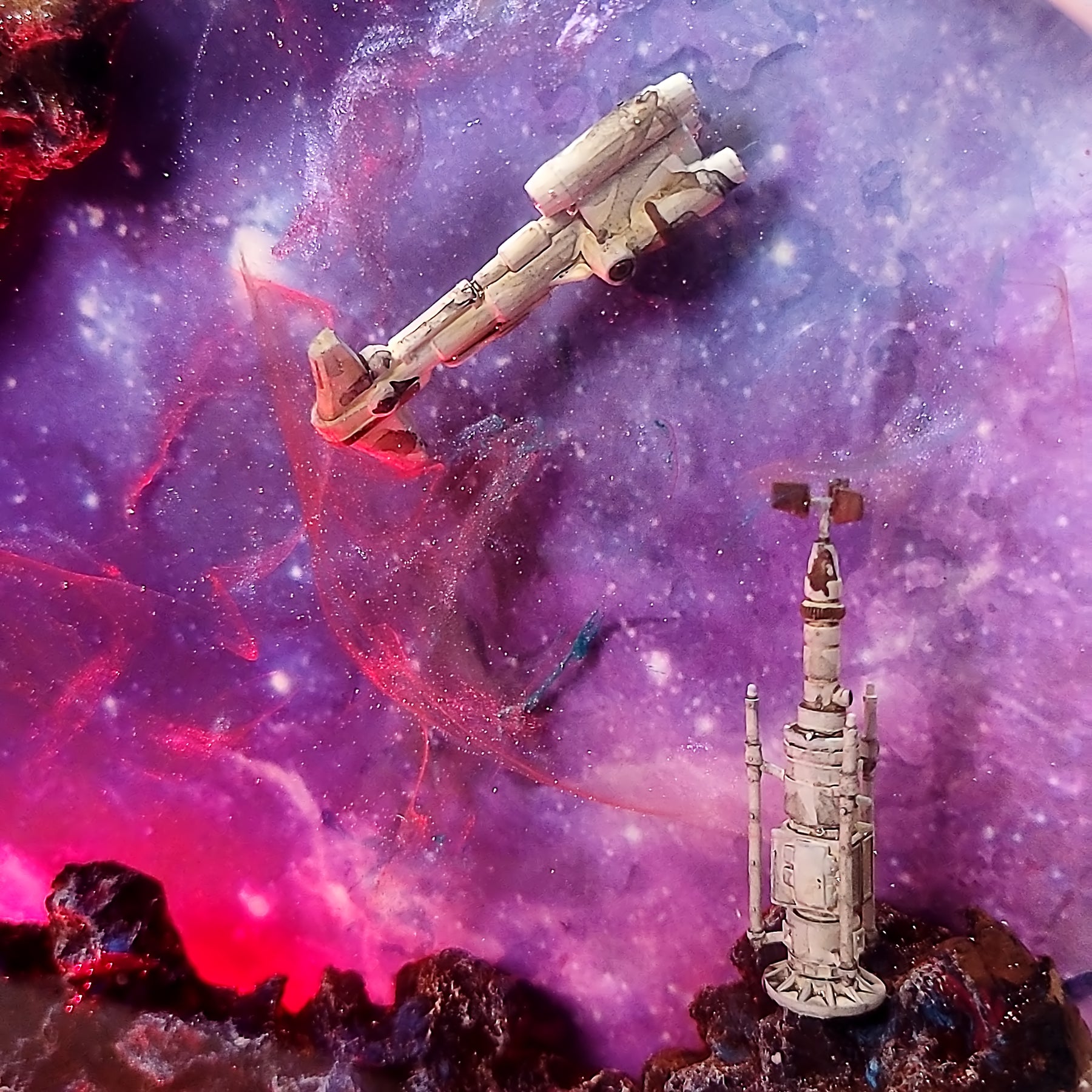 Star Wars C-3PO & R2-D2 Epoxy Resin Lamp – Galaxy Space Diorama LED Light