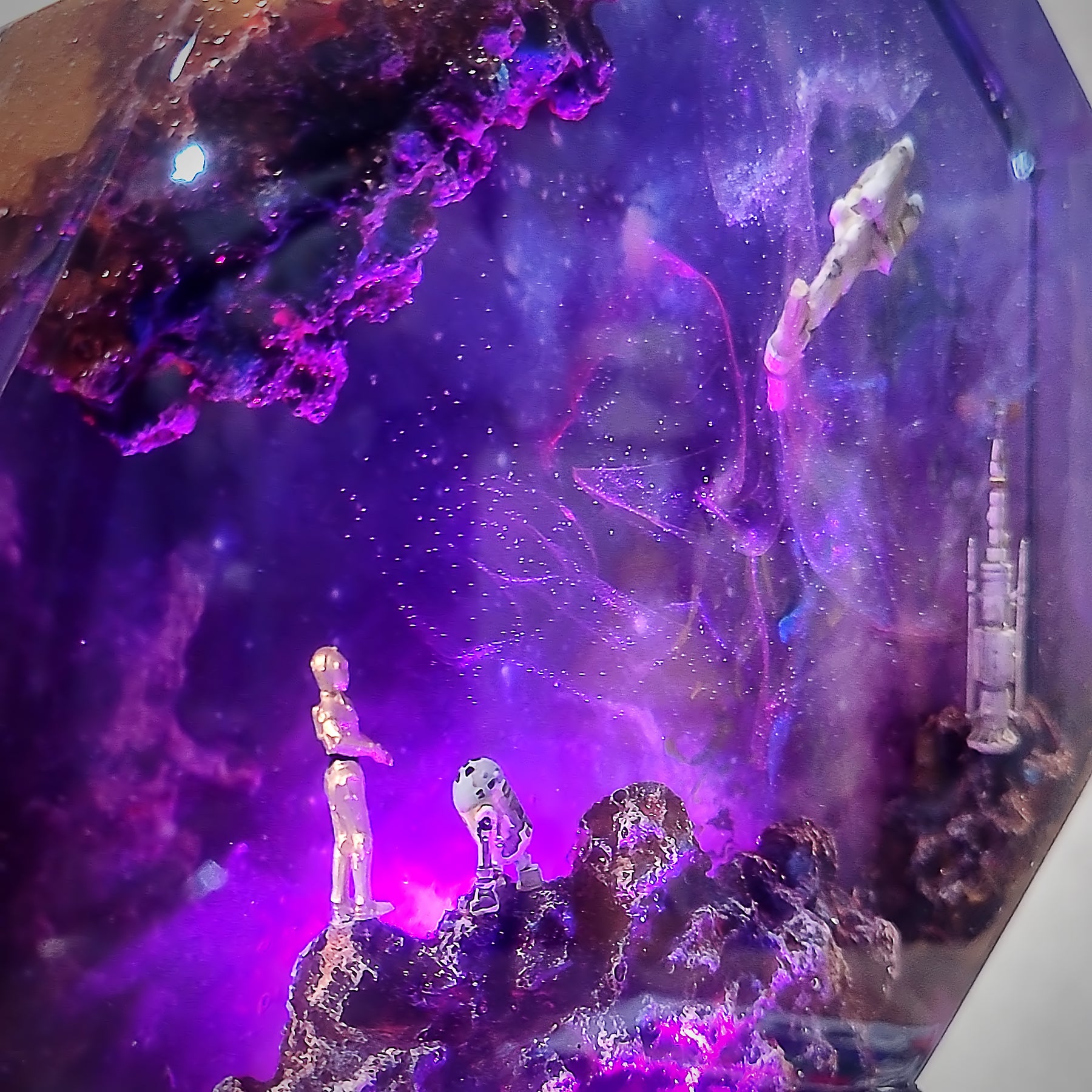 Star Wars C-3PO & R2-D2 Epoxy Resin Lamp – Galaxy Space Diorama LED Light