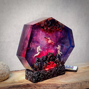 Space Mission Astronaut Epoxy Resin Lamp – Satellite Galaxy Diorama Night Light