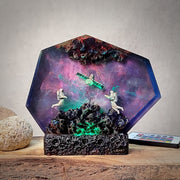 Space Mission Astronaut Epoxy Resin Lamp – Satellite Galaxy Diorama Night Light