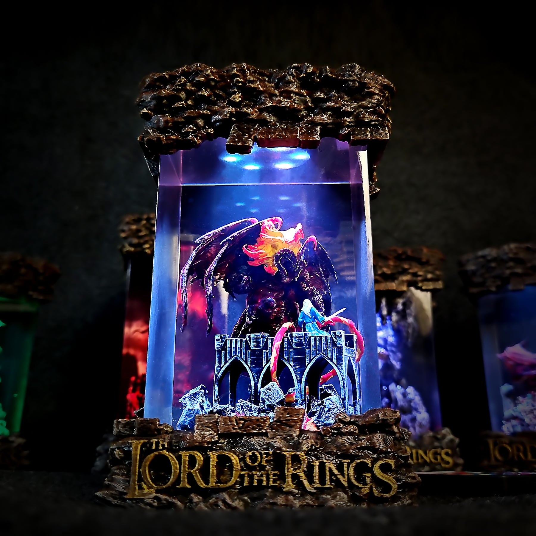 Balrog vs Gandalf Epoxy Resin Lamp – Lord of the Rings Bridge of Khazad-dûm Diorama