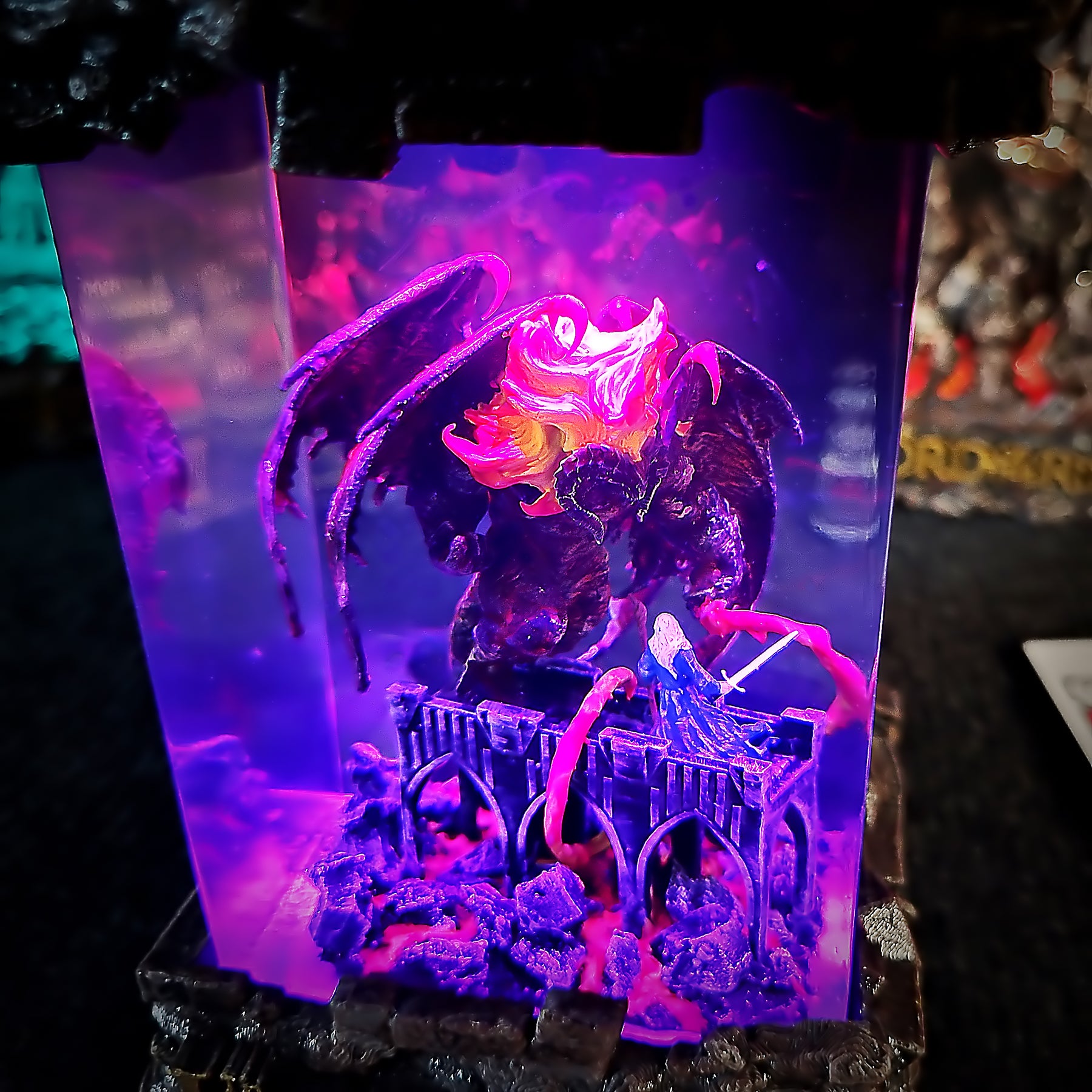 Balrog vs Gandalf Epoxy Resin Lamp – Lord of the Rings Bridge of Khazad-dûm Diorama