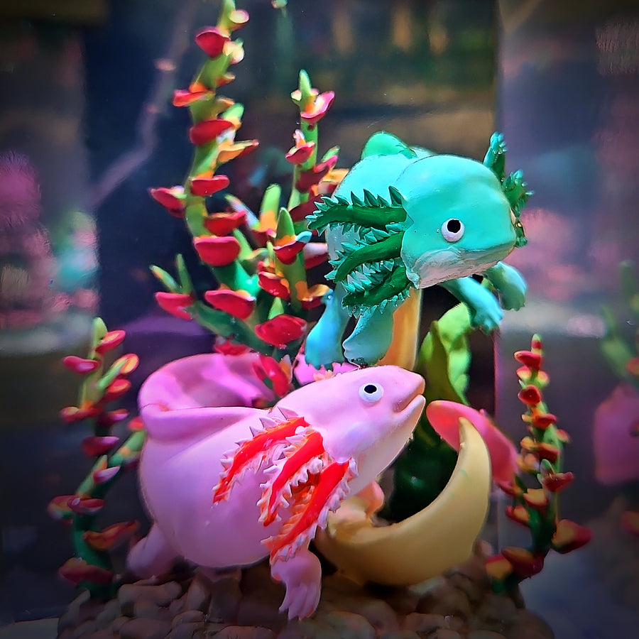 Cute Axolotl Resin Lamp – Kawaii Aquatic Salamander Terrarium Night Light
