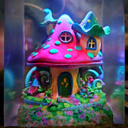Magical Mushroom Cottage Resin Lamp – Fairy Forest Fantasy Night Light