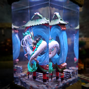 Spirited Away Haku & Chihiro Epoxy Resin Lamp – Studio Ghibli Dragon Diorama Light