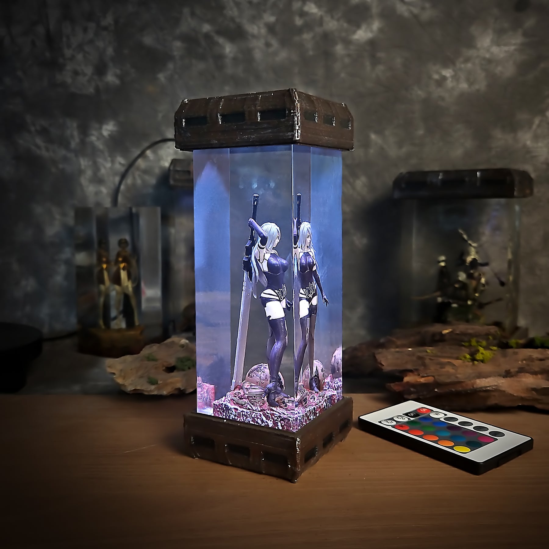 NieR Automata A2 Epoxy Resin Lamp – YoRHa Android Warrior Diorama Light