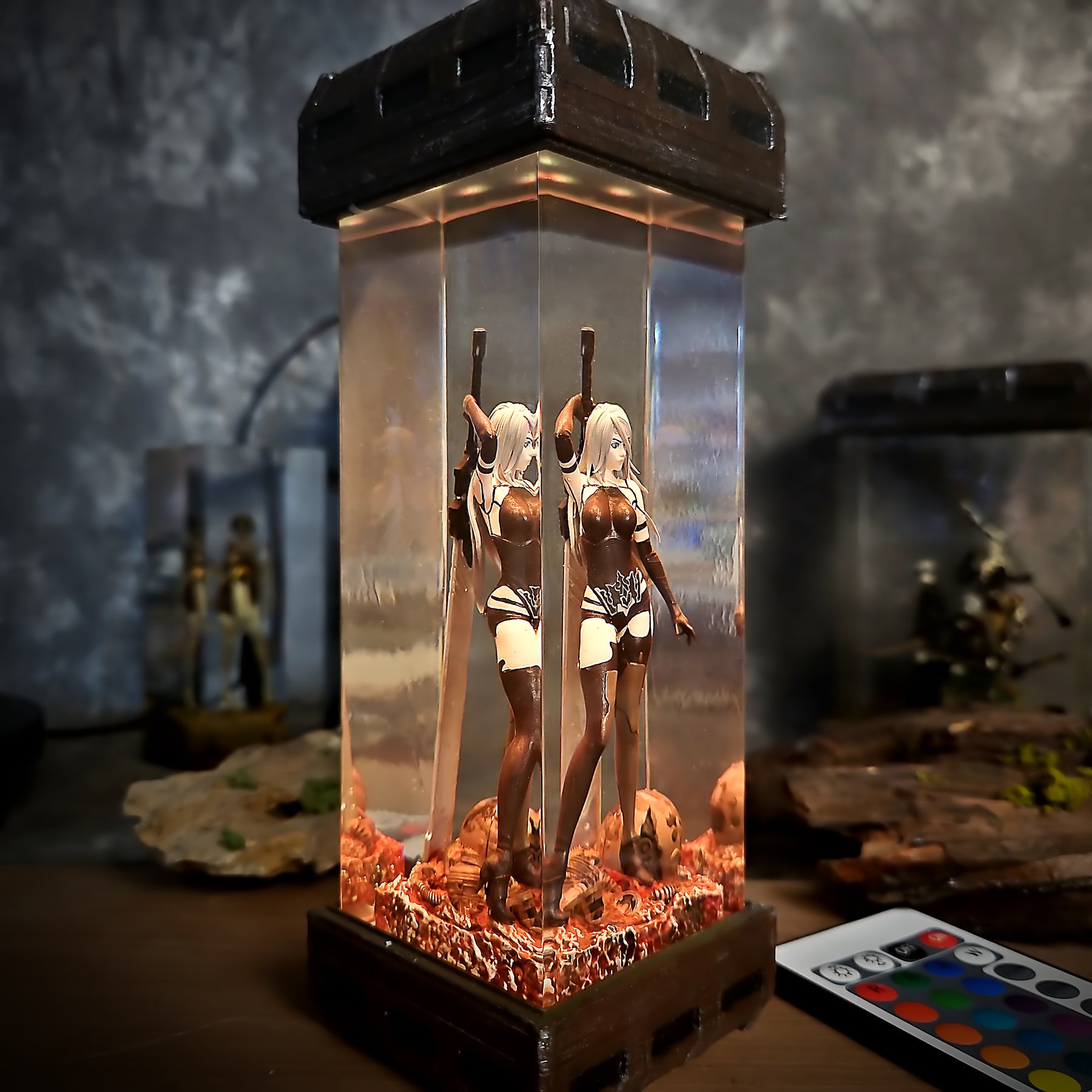 NieR Automata A2 Epoxy Resin Lamp – YoRHa Android Warrior Diorama Light