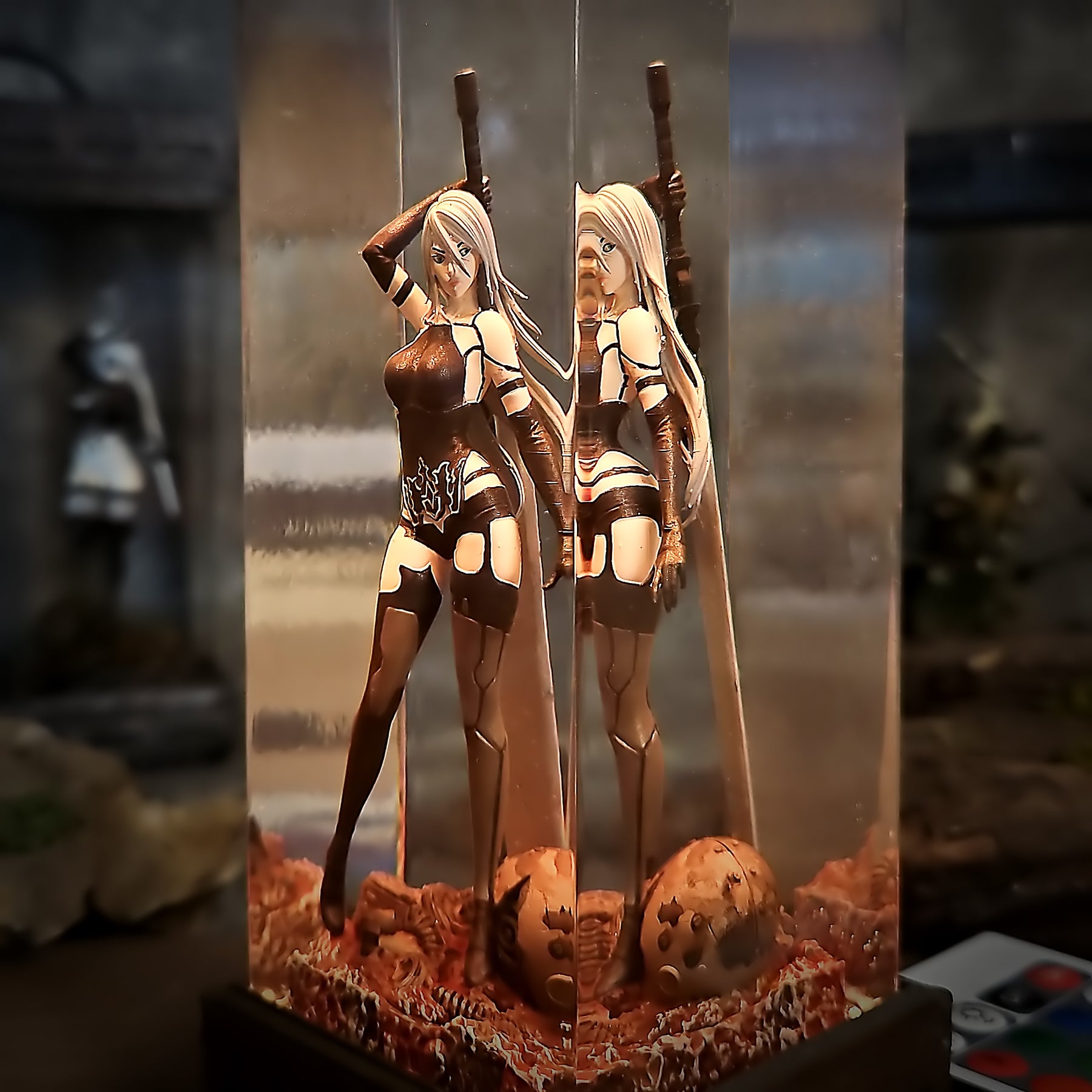 NieR Automata A2 Epoxy Resin Lamp – YoRHa Android Warrior Diorama Light