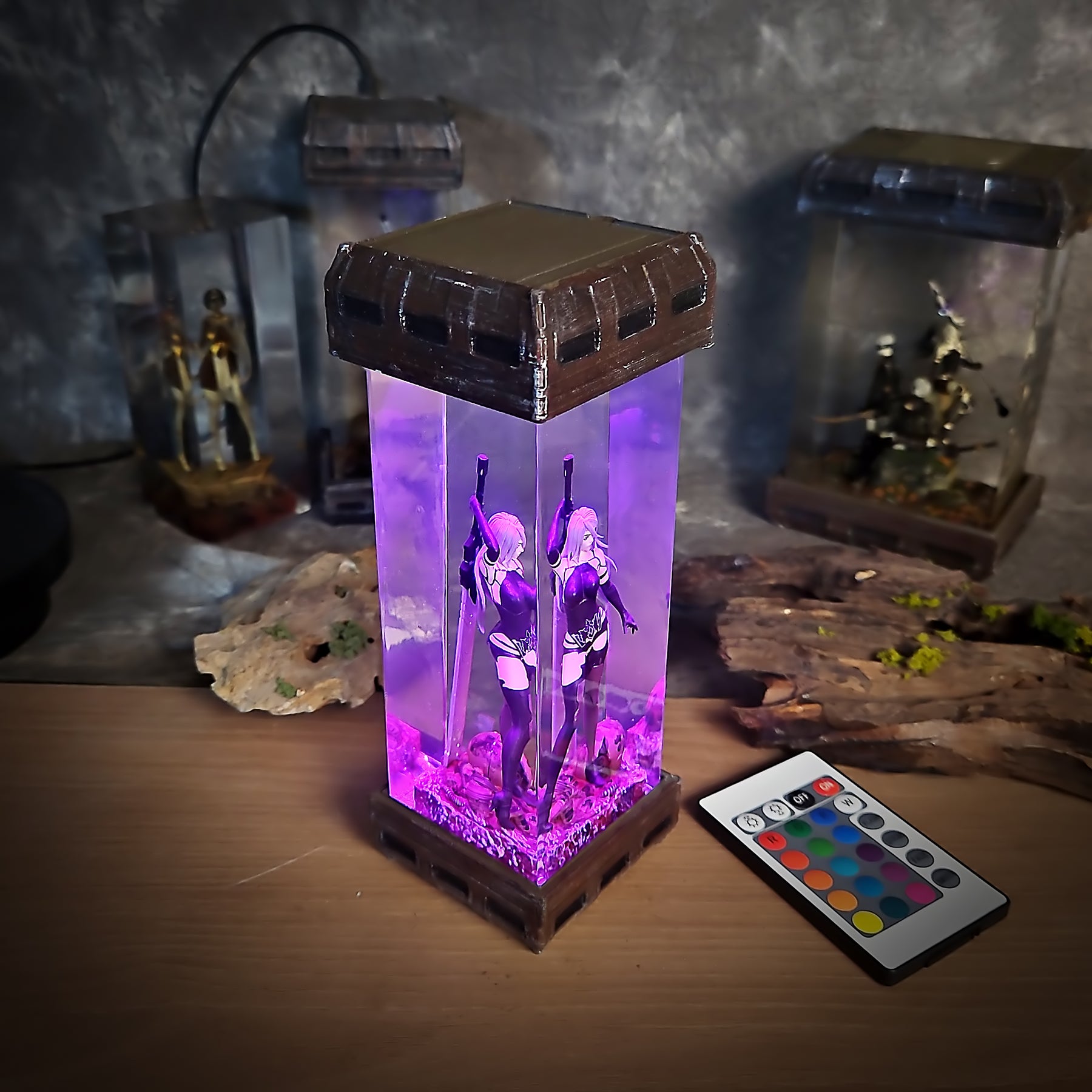 NieR Automata A2 Epoxy Resin Lamp – YoRHa Android Warrior Diorama Light