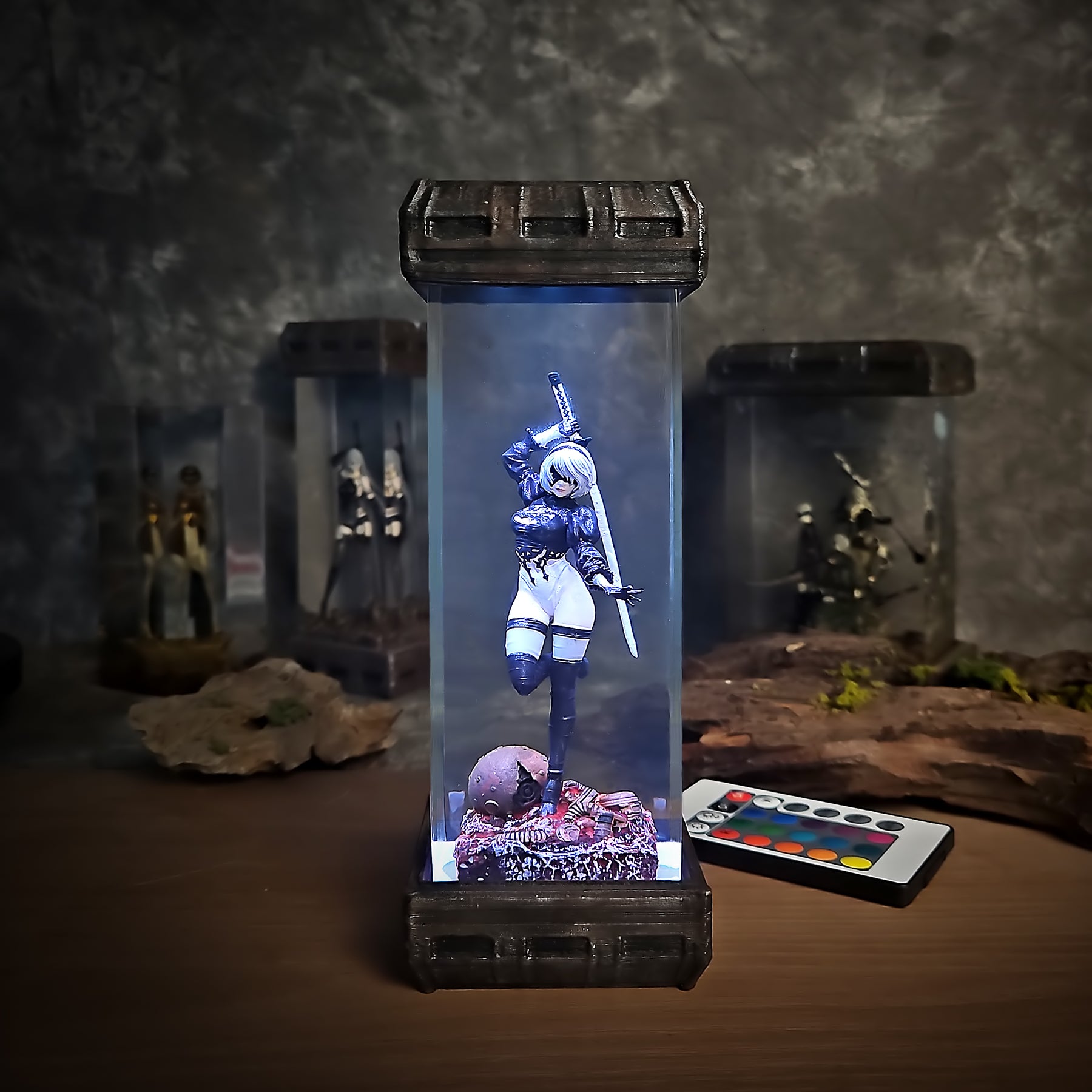 2B NieR:Automata Epoxy Resin Lamp – YoRHa Android RGB LED Diorama Light