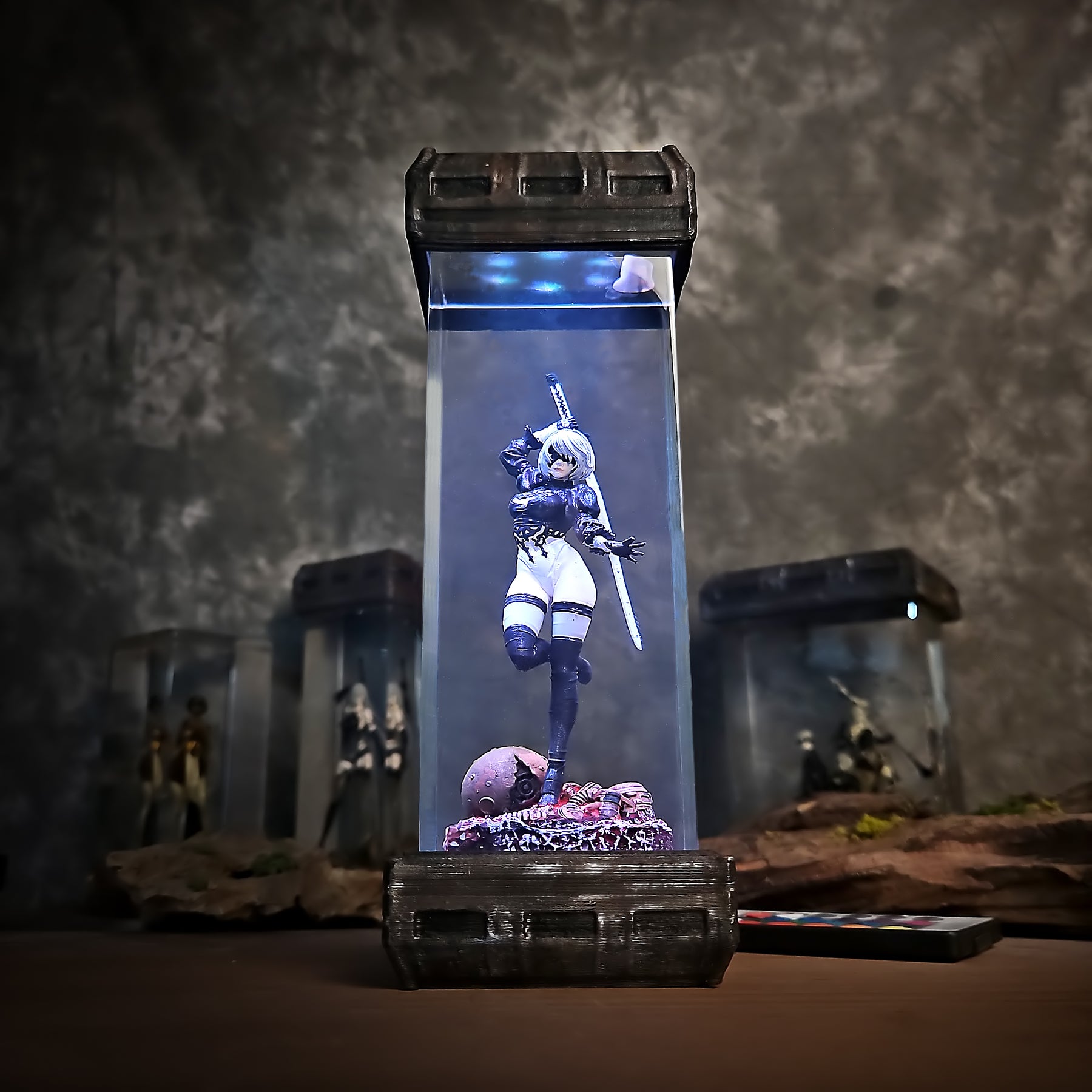 2B NieR:Automata Epoxy Resin Lamp – YoRHa Android RGB LED Diorama Light