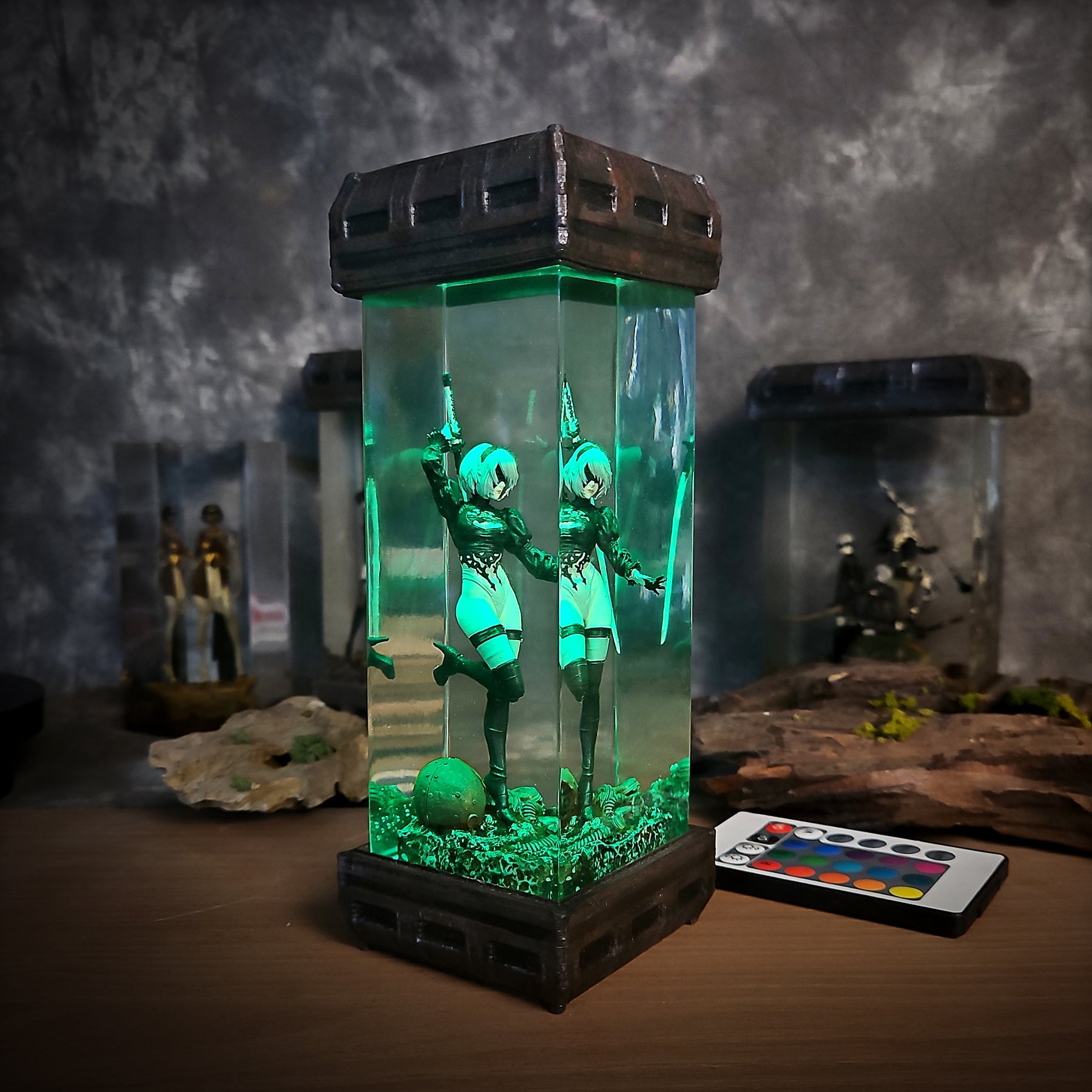 2B NieR:Automata Epoxy Resin Lamp – YoRHa Android RGB LED Diorama Light