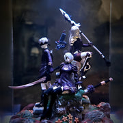 NieR Automata 2B 9S & A2 Epoxy Resin Lamp – YoRHa Trio Diorama Light