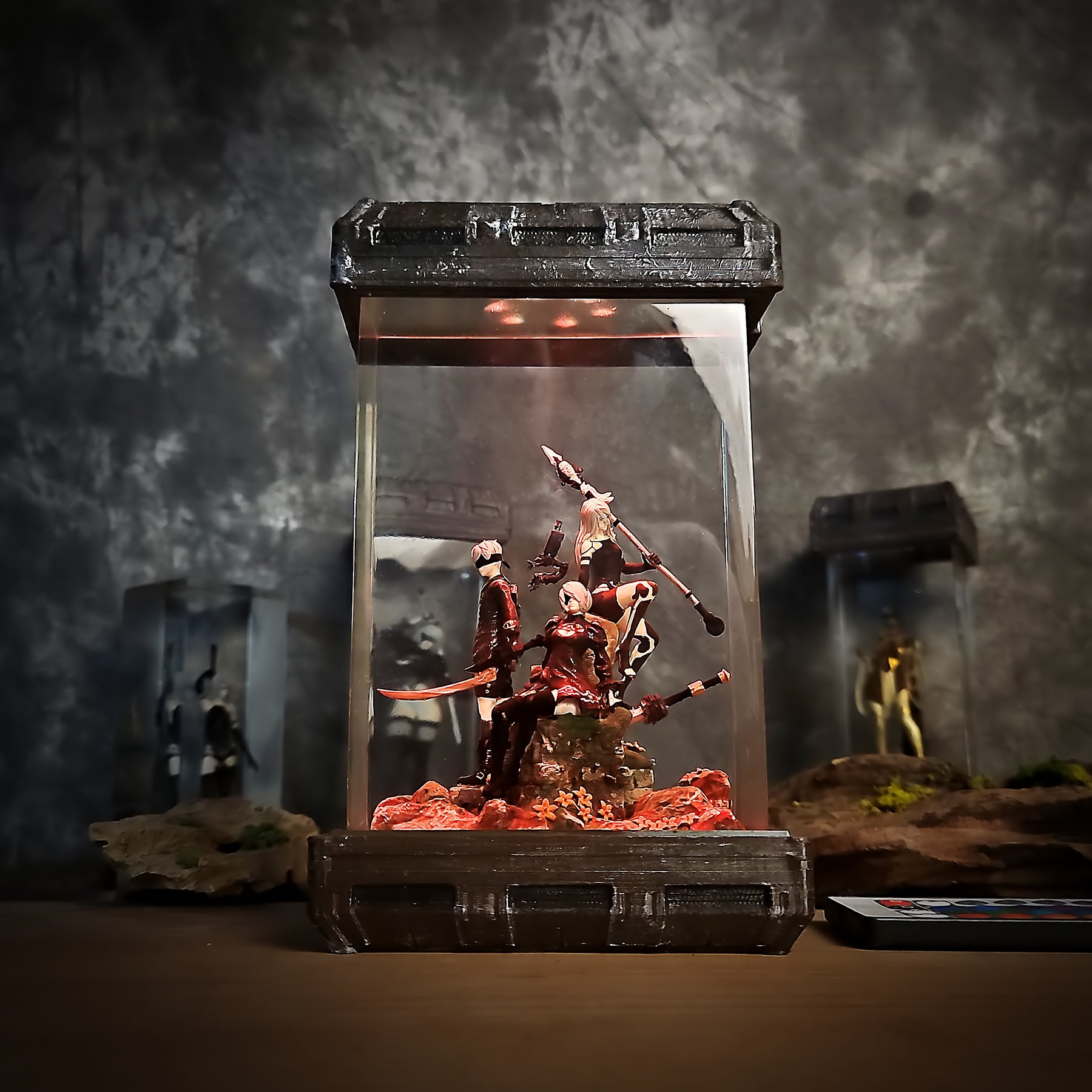 NieR Automata 2B 9S & A2 Epoxy Resin Lamp – YoRHa Trio Diorama Light