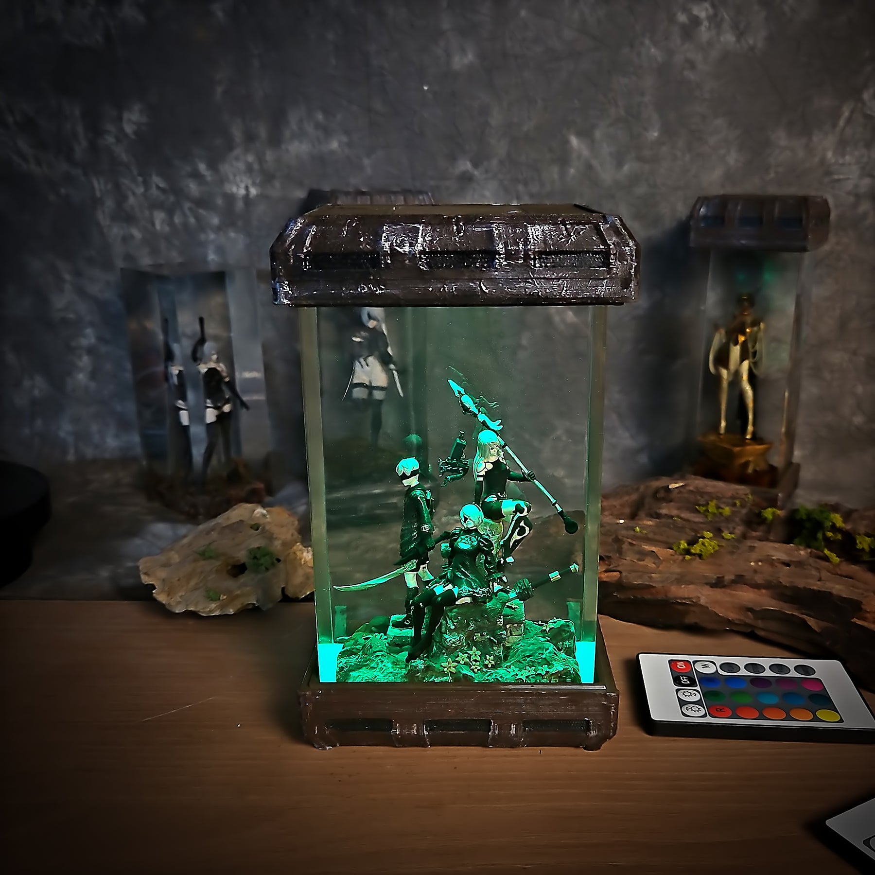 NieR Automata 2B 9S & A2 Epoxy Resin Lamp – YoRHa Trio Diorama Light